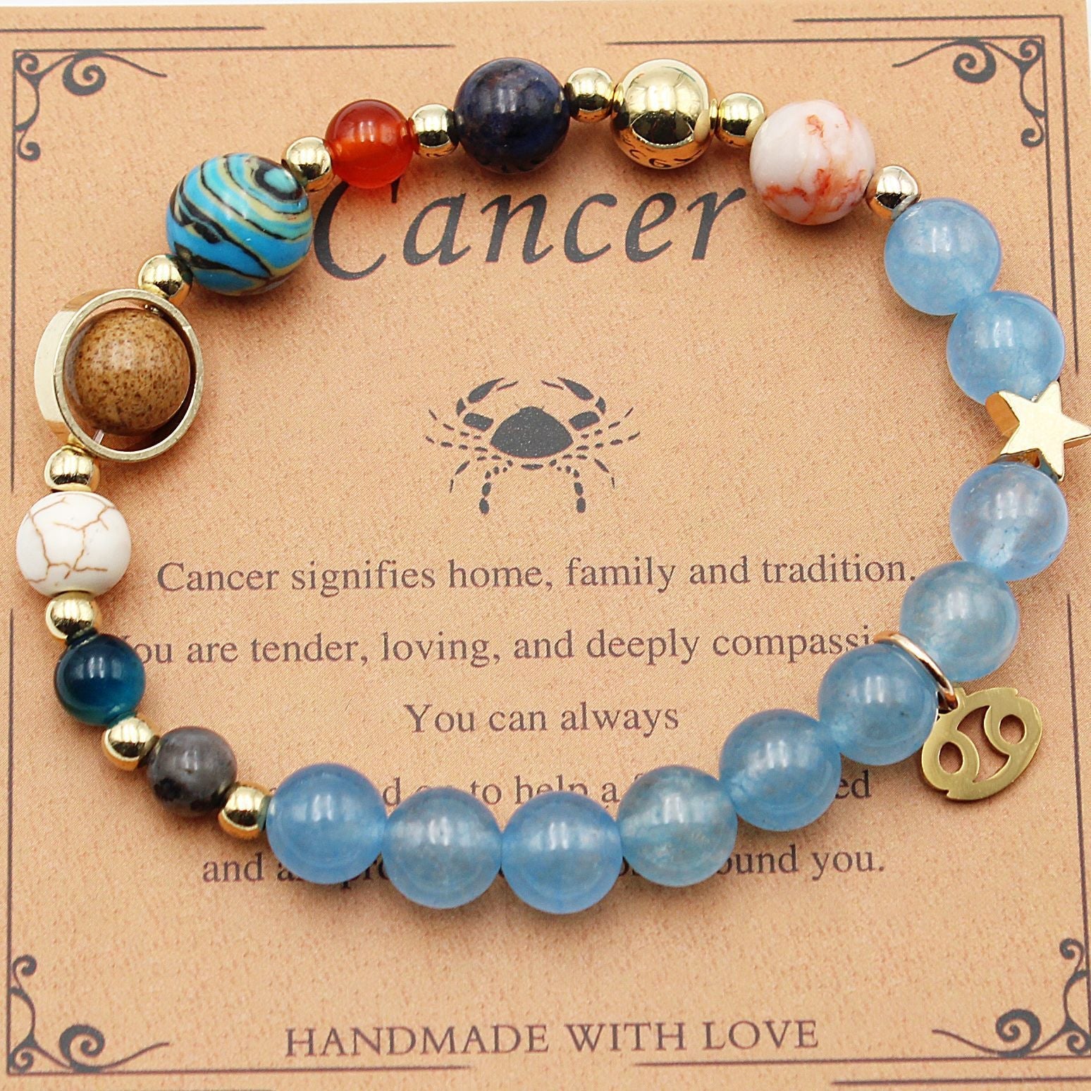 Tinkers Zodiac Natural Stone Bracelet — All 12 Constellations, 3 Stone Styles