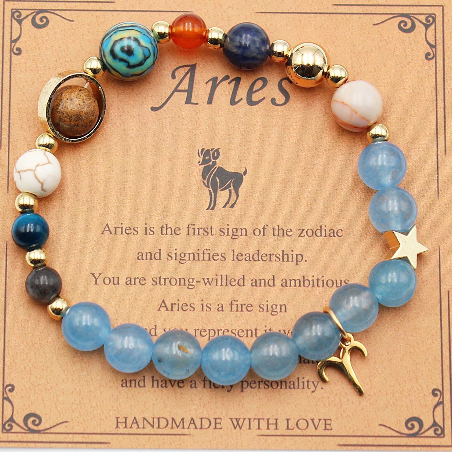 Tinkers Zodiac Natural Stone Bracelet — All 12 Constellations, 3 Stone Styles