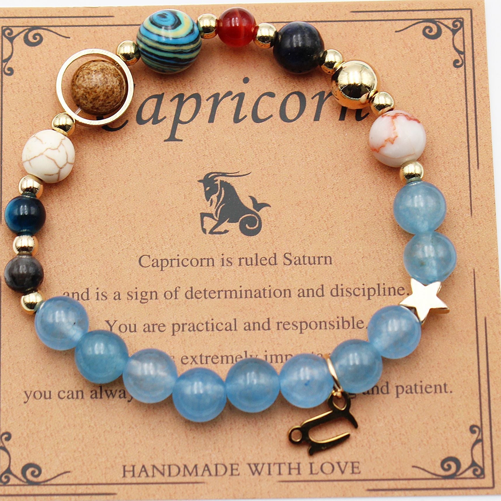 Tinkers Zodiac Natural Stone Bracelet — All 12 Constellations, 3 Stone Styles