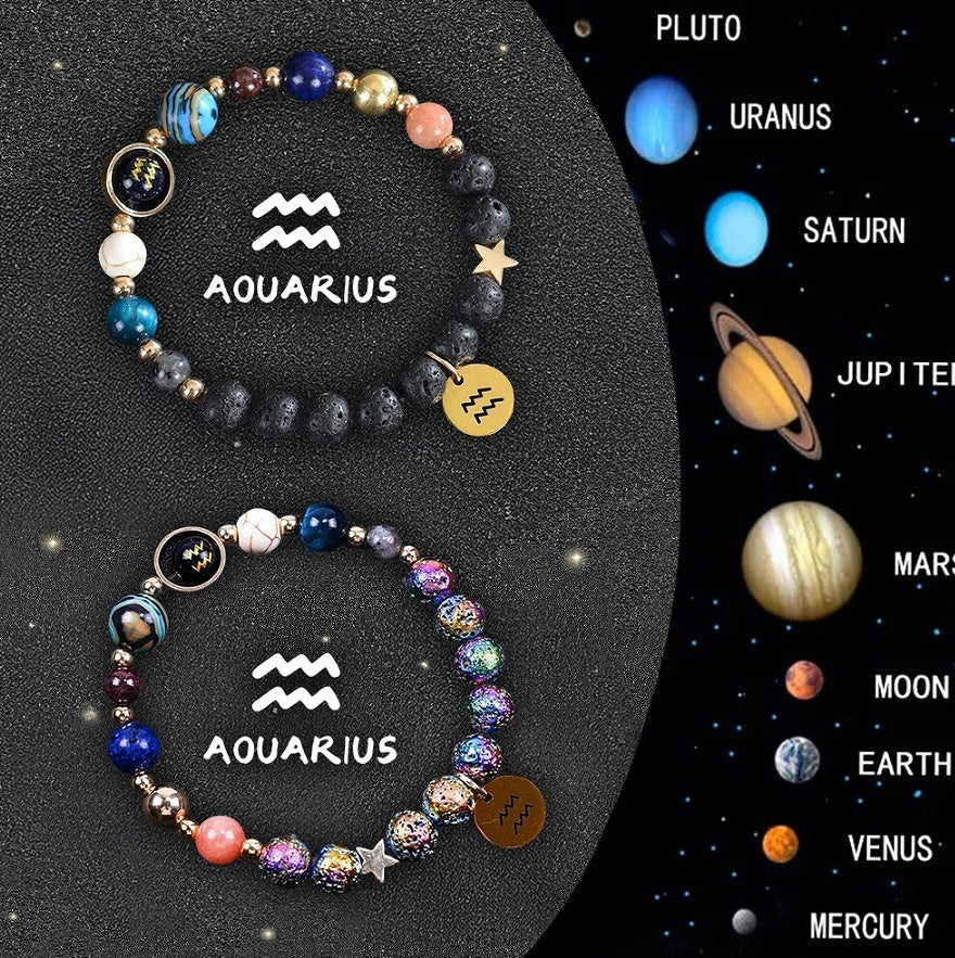 Tinkers Zodiac Stone Bracelet Set – 2-Piece Natural Stone, All 12 Signs