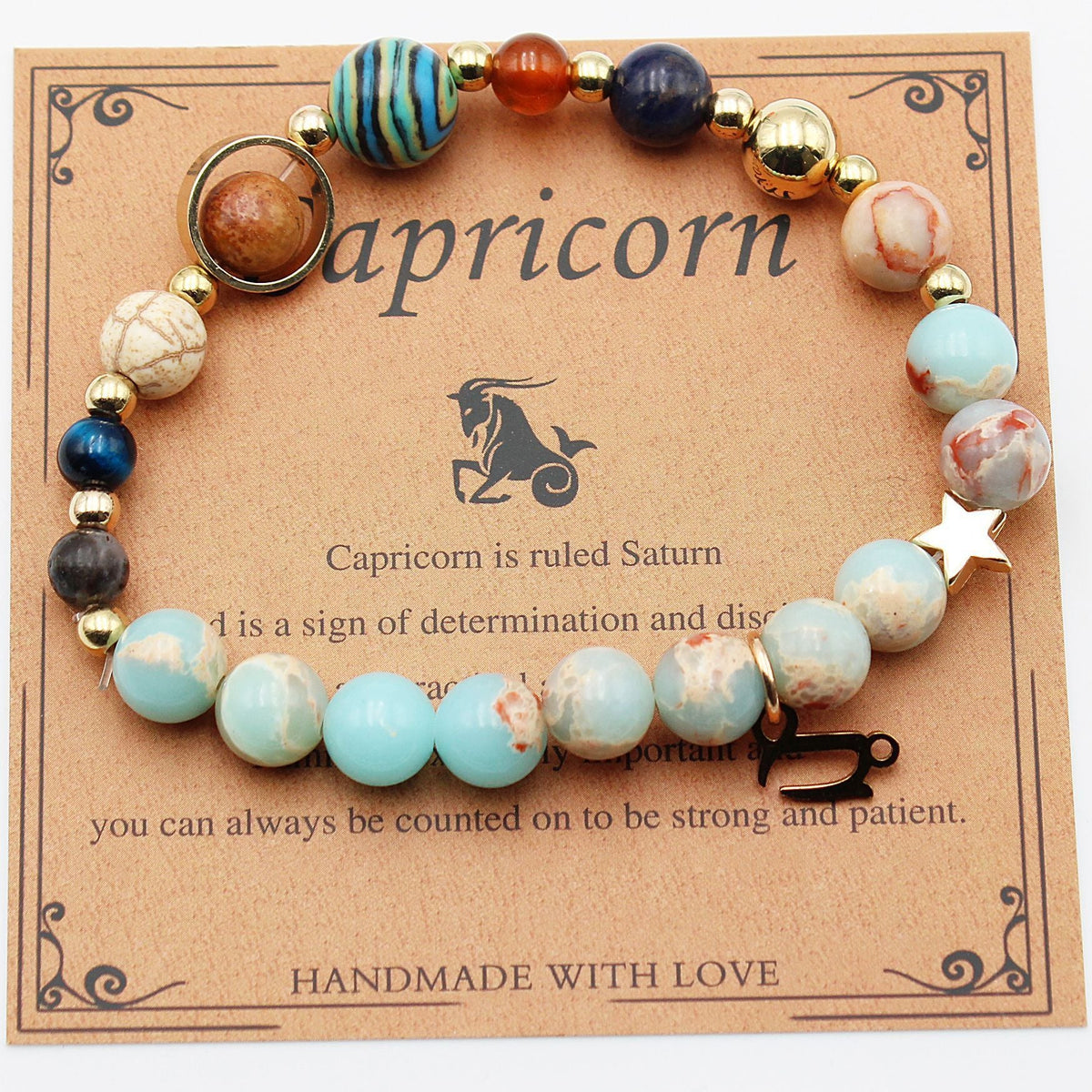 Tinkers Zodiac Natural Stone Bracelet — All 12 Constellations, 3 Stone Styles