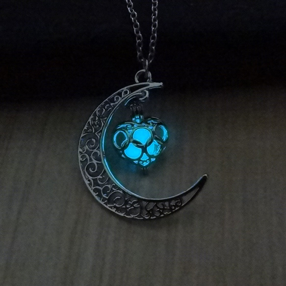 Glowing Pendant Necklace | Silver-Plated Chain with Luminescent Crystal for Women