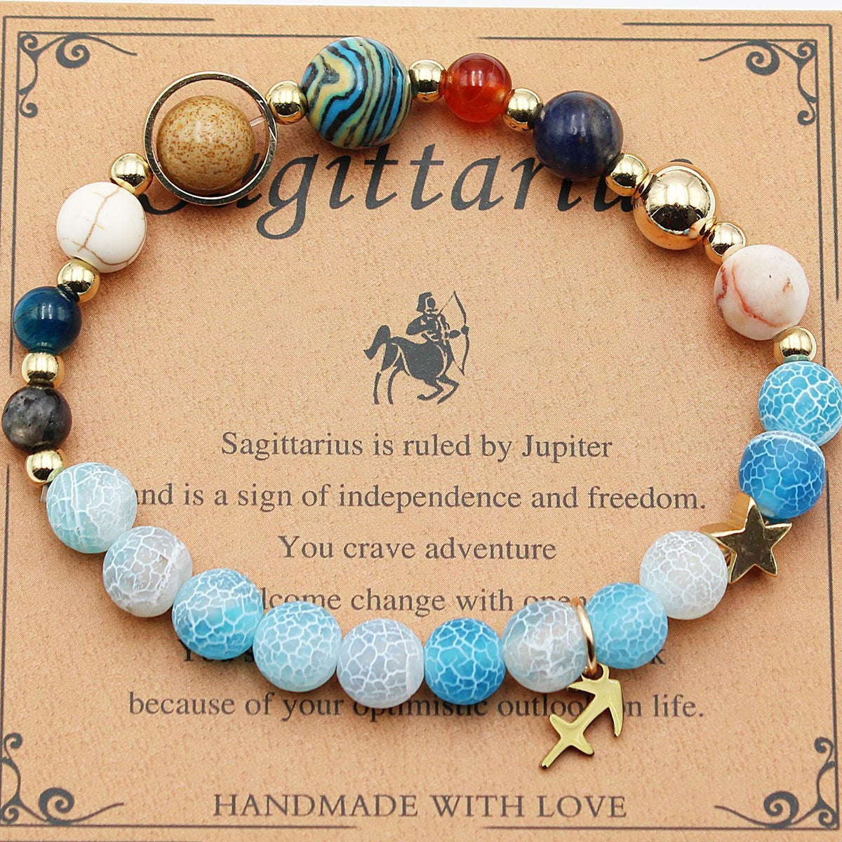 Tinkers Zodiac Natural Stone Bracelet — All 12 Constellations, 3 Stone Styles