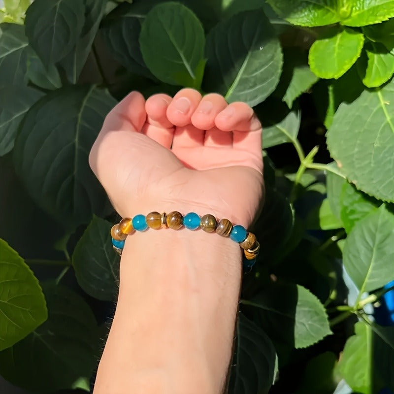 Tiger's Eye Beaded Stone Bracelet, Elastic Fit