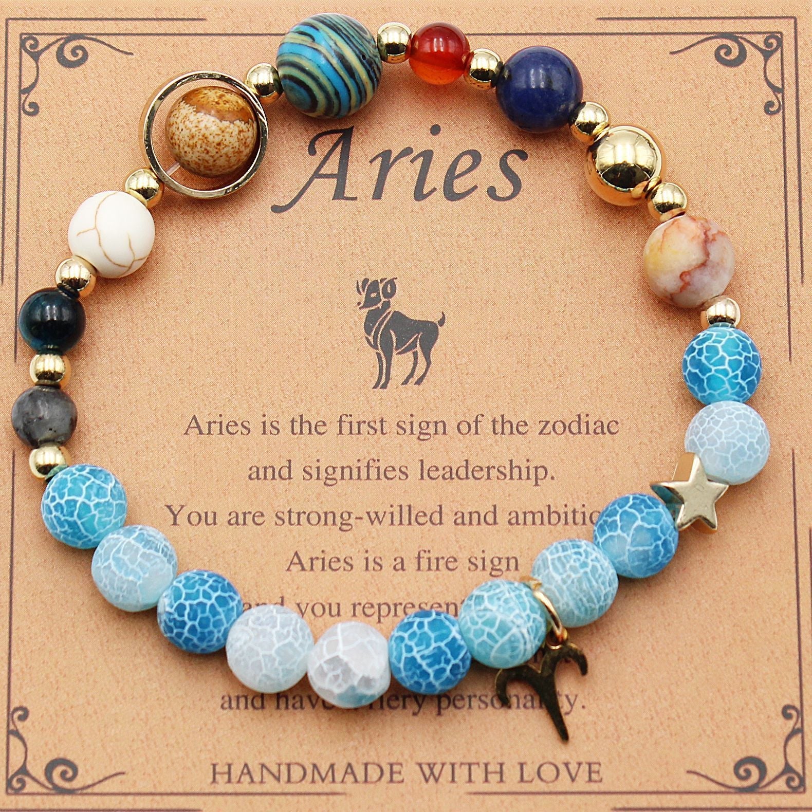 Tinkers Zodiac Natural Stone Bracelet — All 12 Constellations, 3 Stone Styles