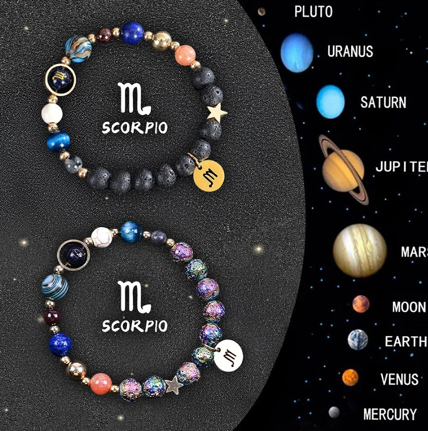 Tinkers Zodiac Stone Bracelet Set – 2-Piece Natural Stone, All 12 Signs