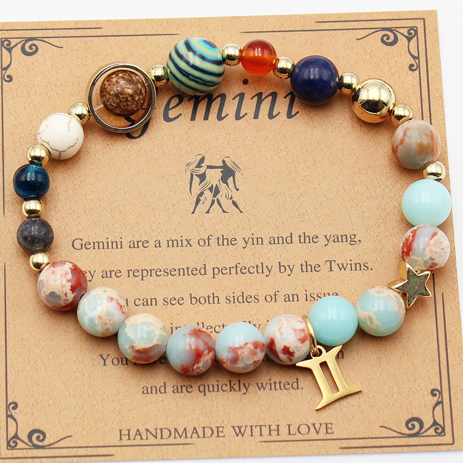 Tinkers Zodiac Natural Stone Bracelet — All 12 Constellations, 3 Stone Styles