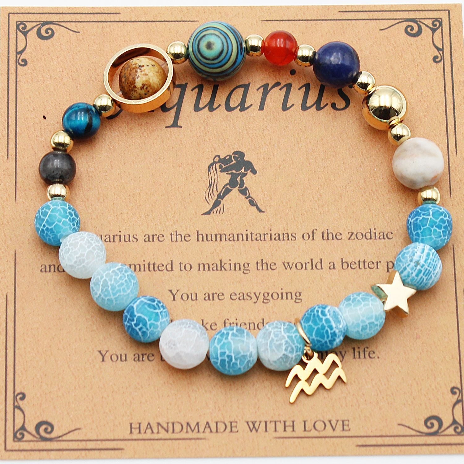 Tinkers Zodiac Natural Stone Bracelet — All 12 Constellations, 3 Stone Styles