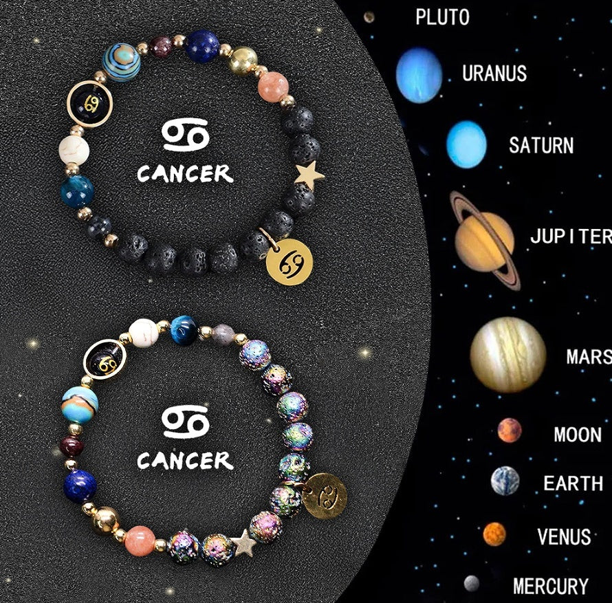 Tinkers Zodiac Stone Bracelet Set – 2-Piece Natural Stone, All 12 Signs