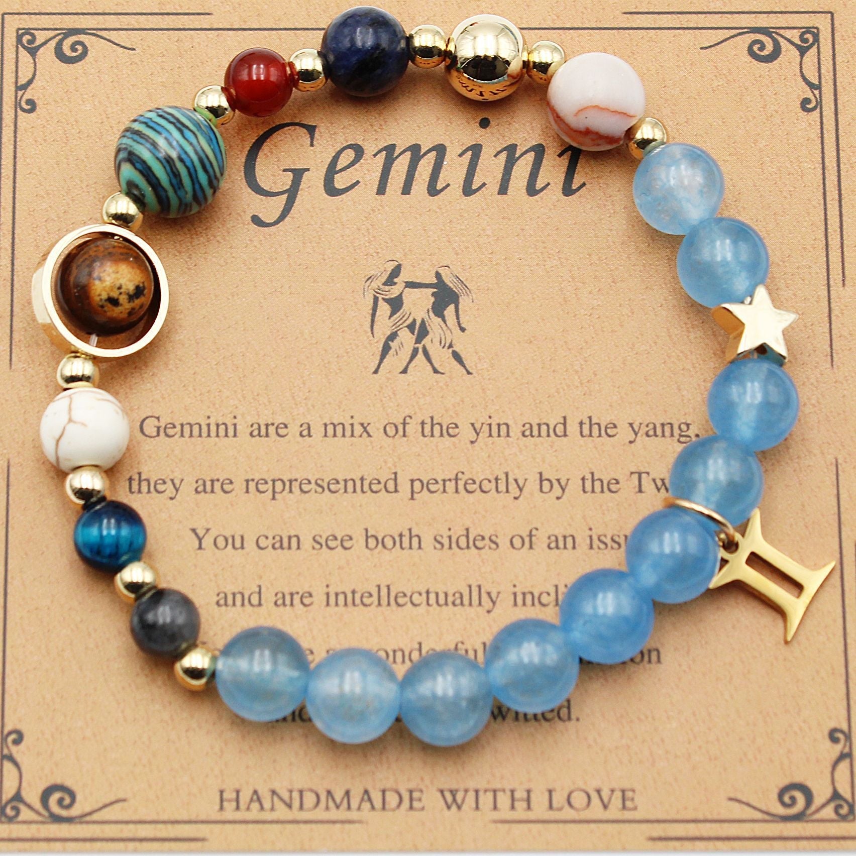 Tinkers Zodiac Natural Stone Bracelet — All 12 Constellations, 3 Stone Styles