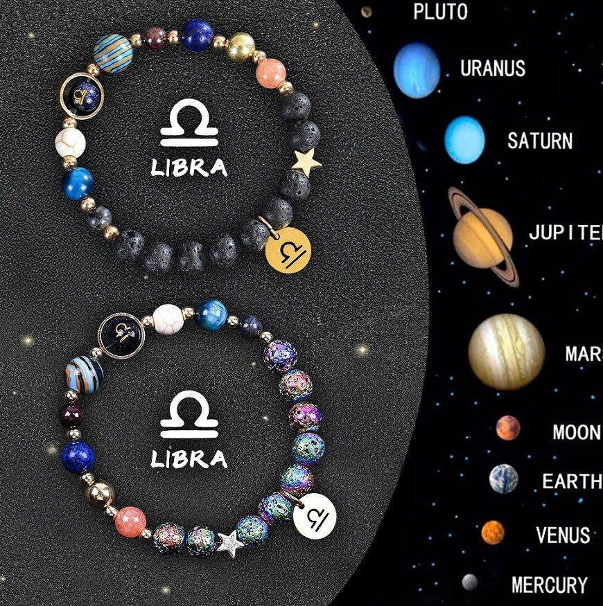 Tinkers Zodiac Stone Bracelet Set – 2-Piece Natural Stone, All 12 Signs
