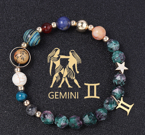 Tinkers Zodiac Natural Stone Bracelet – All 12 Constellations, Exclusive Edition