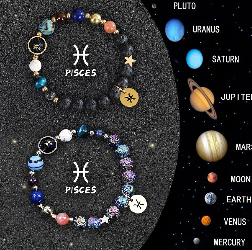 Tinkers Zodiac Stone Bracelet Set – 2-Piece Natural Stone, All 12 Signs
