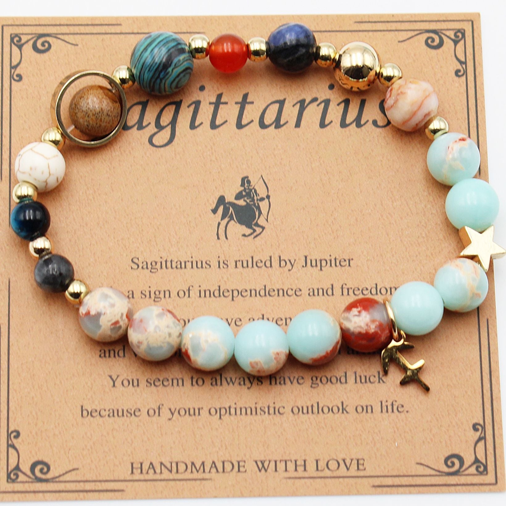 Tinkers Zodiac Natural Stone Bracelet — All 12 Constellations, 3 Stone Styles