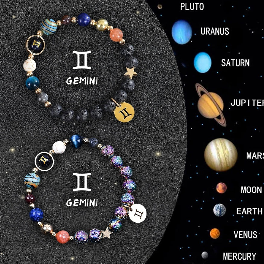 Tinkers Zodiac Stone Bracelet Set – 2-Piece Natural Stone, All 12 Signs