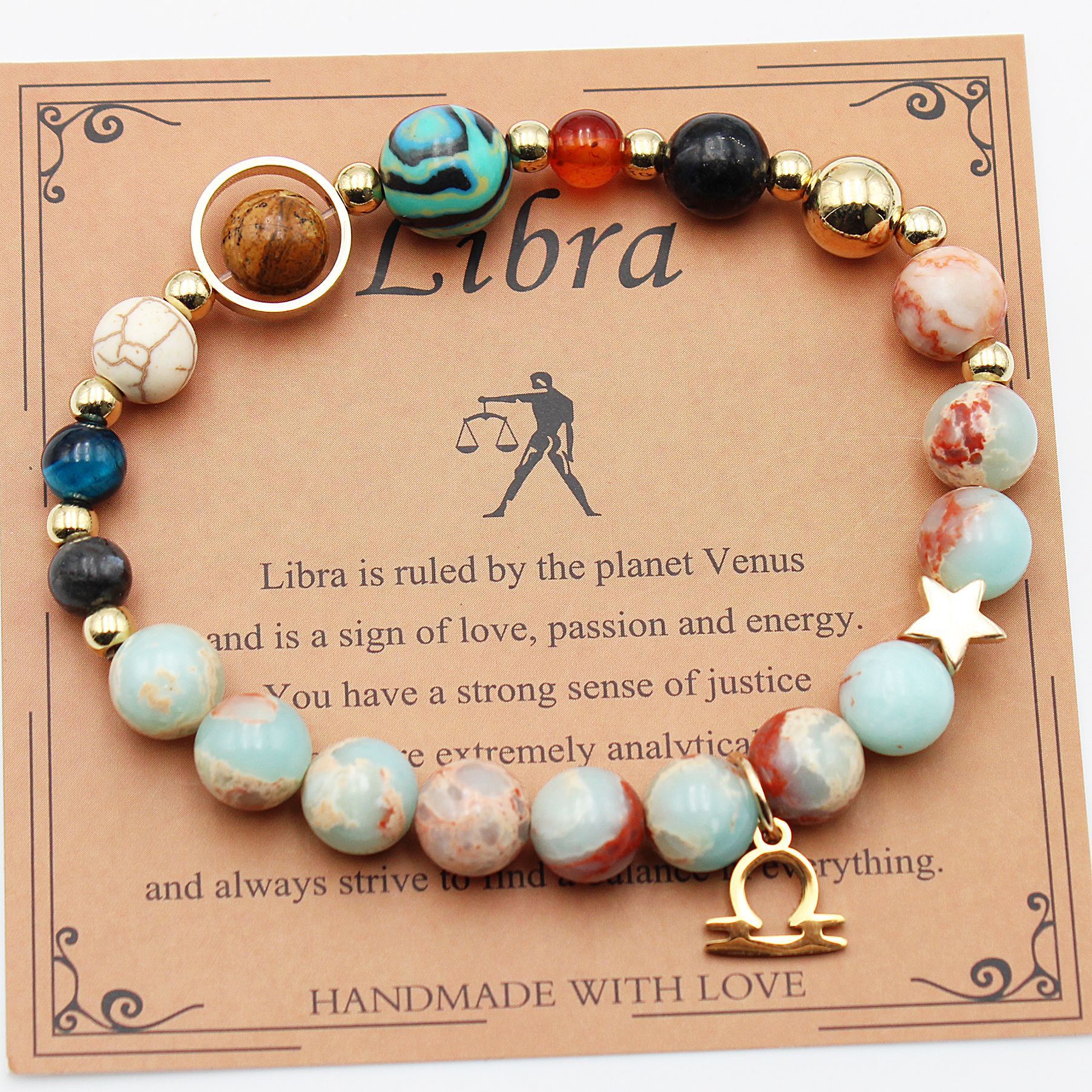 Tinkers Zodiac Natural Stone Bracelet — All 12 Constellations, 3 Stone Styles