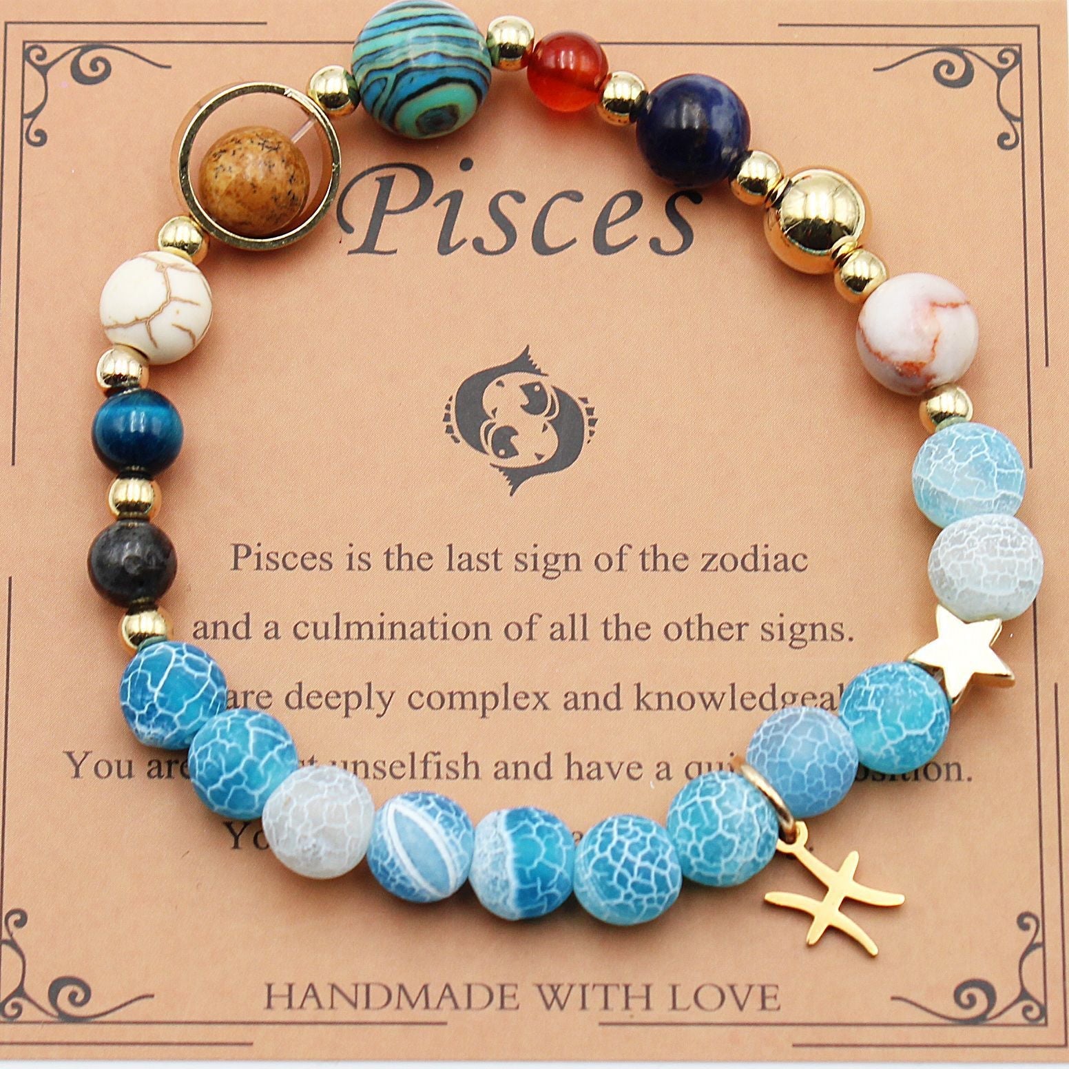Tinkers Zodiac Natural Stone Bracelet — All 12 Constellations, 3 Stone Styles