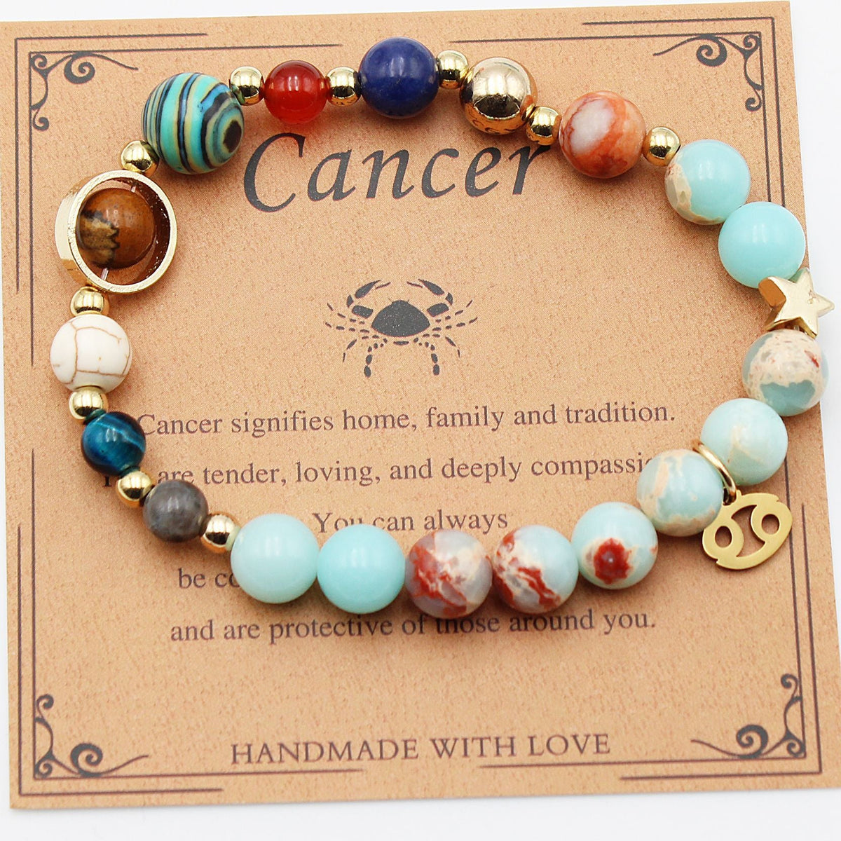 Tinkers Zodiac Natural Stone Bracelet — All 12 Constellations, 3 Stone Styles