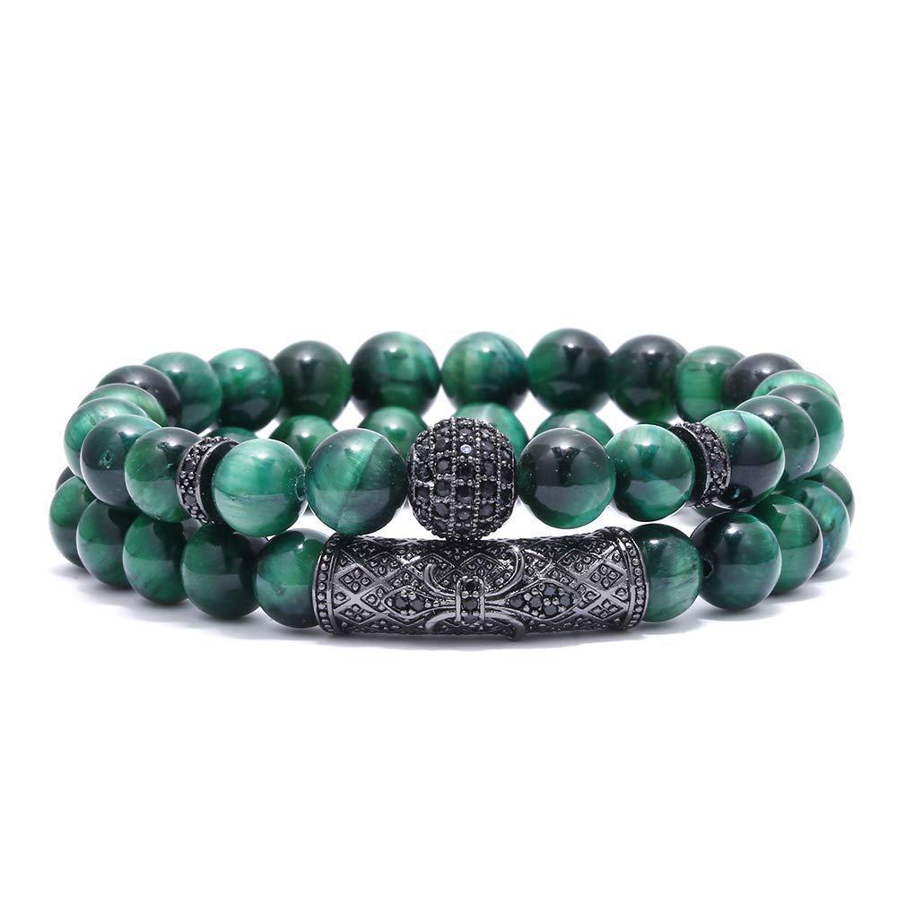 Unisex Tiger Eye Agate Beaded Bracelet