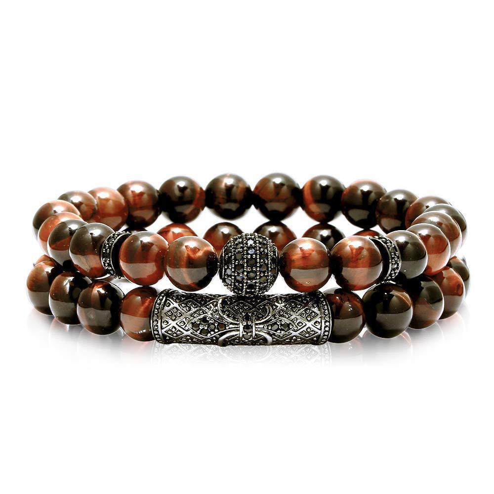 Unisex Tiger Eye Agate Beaded Bracelet