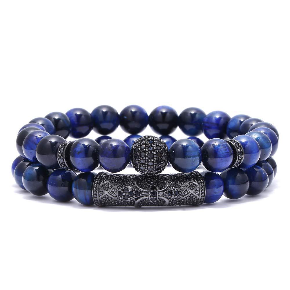 Unisex Tiger Eye Agate Beaded Bracelet