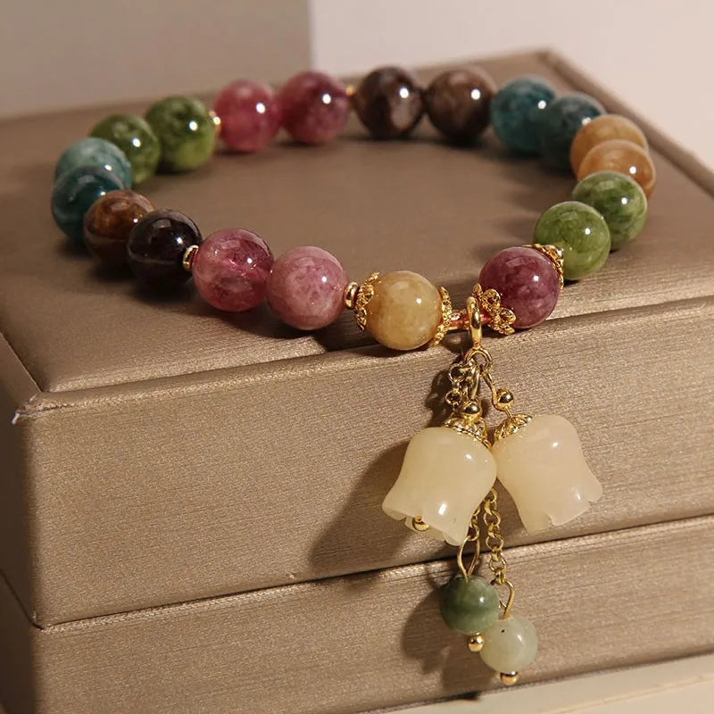 Tinkers Lily Valley Natural Stone Bracelet – Blooming Bell & Lucky Drop Charm