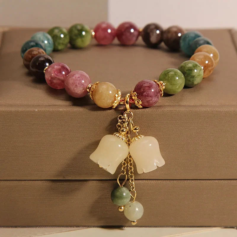 Tinkers Lily Valley Natural Stone Bracelet – Blooming Bell & Lucky Drop Charm