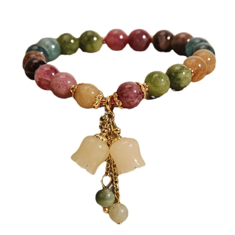 Tinkers Lily Valley Natural Stone Bracelet – Blooming Bell & Lucky Drop Charm