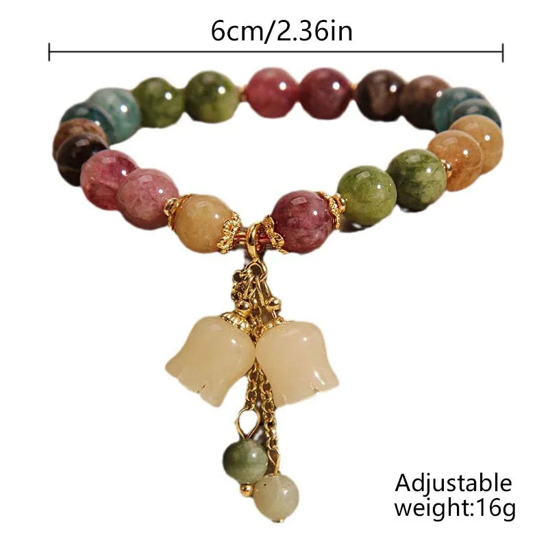 Tinkers Lily Valley Natural Stone Bracelet – Blooming Bell & Lucky Drop Charm