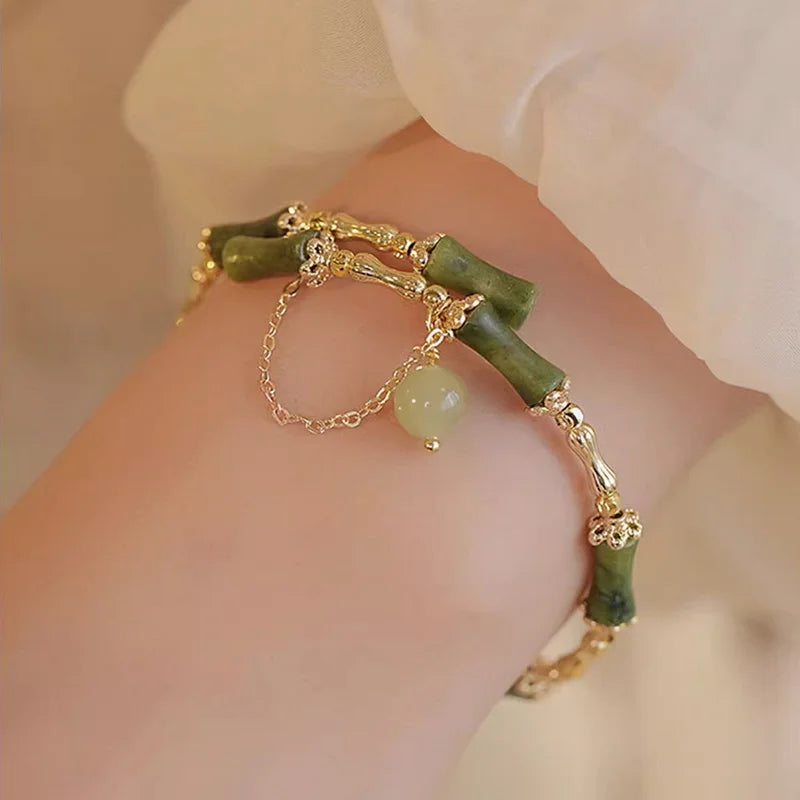 Tinkers NatureCraft Green Bamboo Bracelet — Natural Bead, 3 Styles
