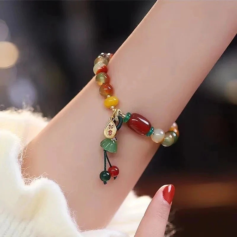 Tinkers Lily Valley Natural Stone Bracelet – Blooming Bell & Lucky Drop Charm
