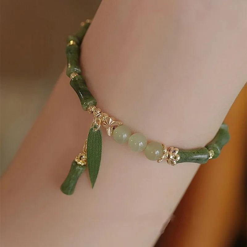 Tinkers NatureCraft Green Bamboo Bracelet — Natural Bead, 3 Styles