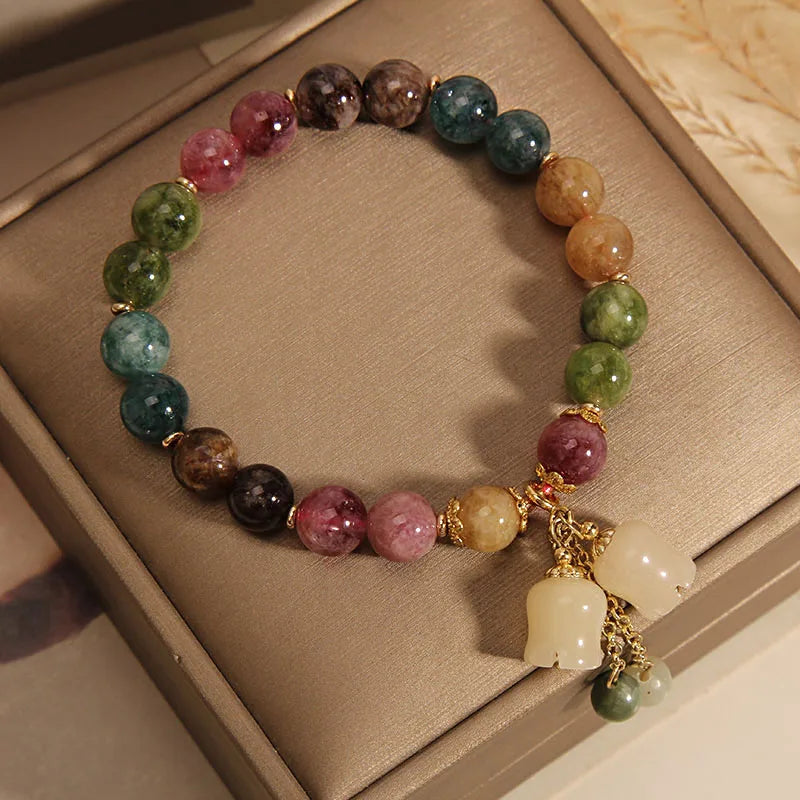 Tinkers Lily Valley Natural Stone Bracelet – Blooming Bell & Lucky Drop Charm