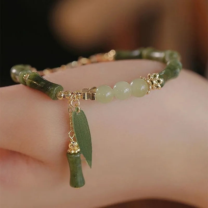 Tinkers NatureCraft Green Bamboo Bracelet — Natural Bead, 3 Styles