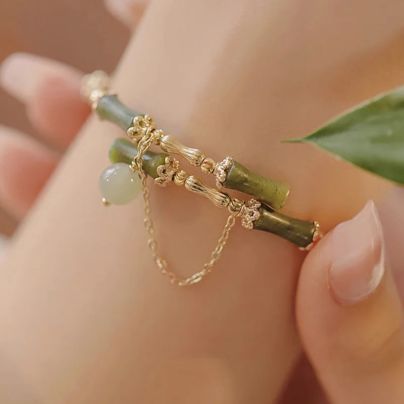 Tinkers NatureCraft Green Bamboo Bracelet — Natural Bead, 3 Styles