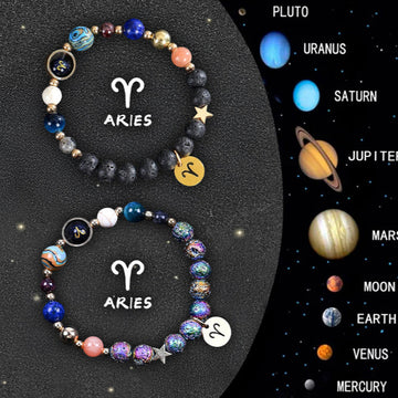 Tinkers Zodiac Stone Bracelet Set – 2-Piece Natural Stone, All 12 Signs