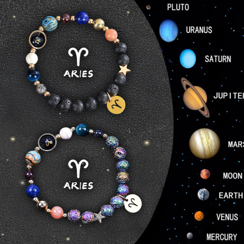 Tinkers Zodiac Stone Bracelet Set – 2-Piece Natural Stone, All 12 Signs