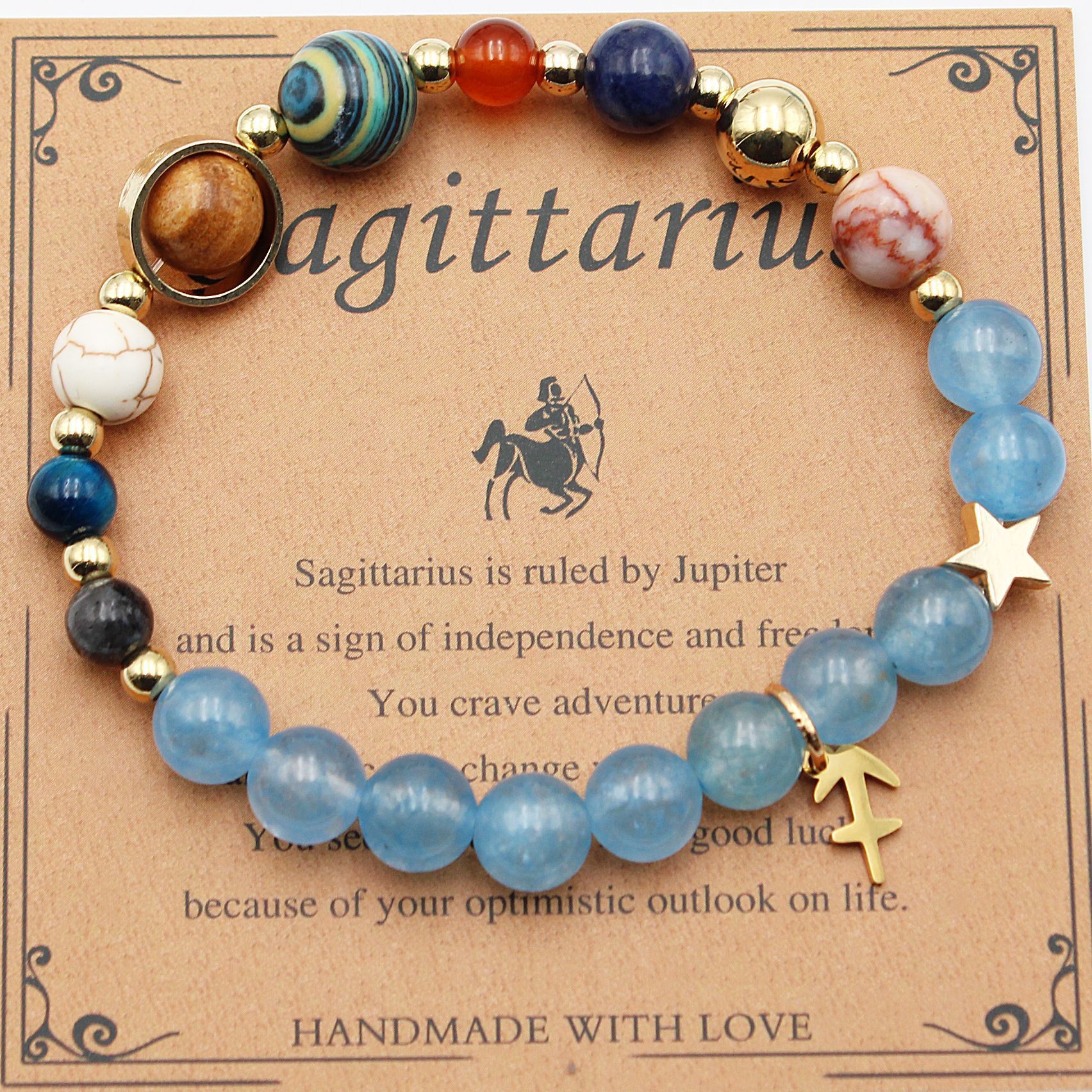 Tinkers Zodiac Natural Stone Bracelet — All 12 Constellations, 3 Stone Styles