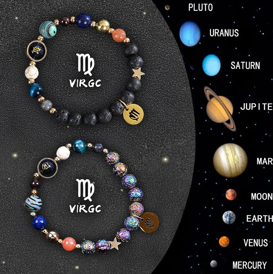 Tinkers Zodiac Stone Bracelet Set – 2-Piece Natural Stone, All 12 Signs