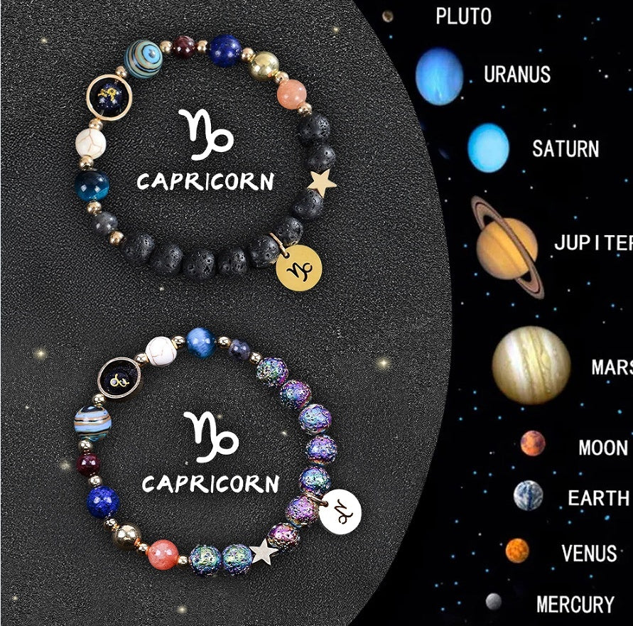 Tinkers Zodiac Stone Bracelet Set – 2-Piece Natural Stone, All 12 Signs