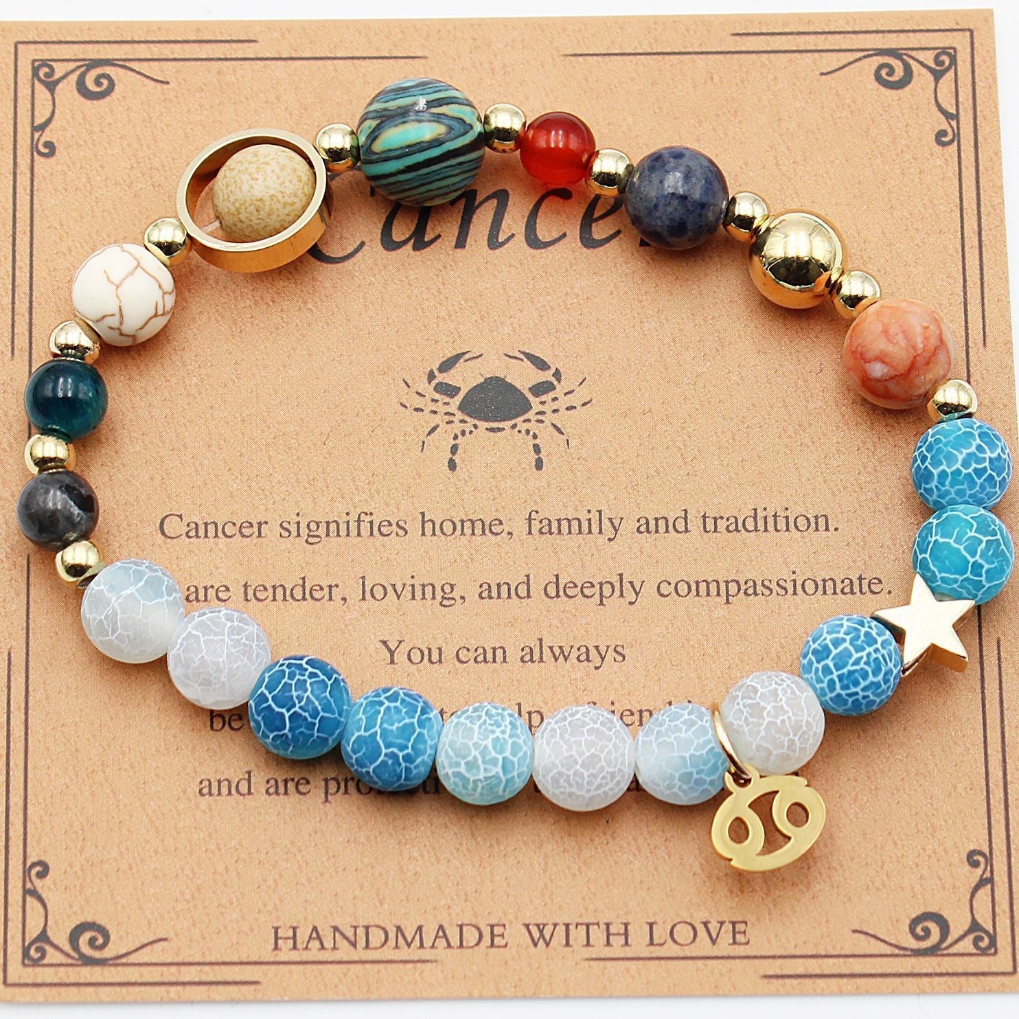 Tinkers Zodiac Natural Stone Bracelet — All 12 Constellations, 3 Stone Styles