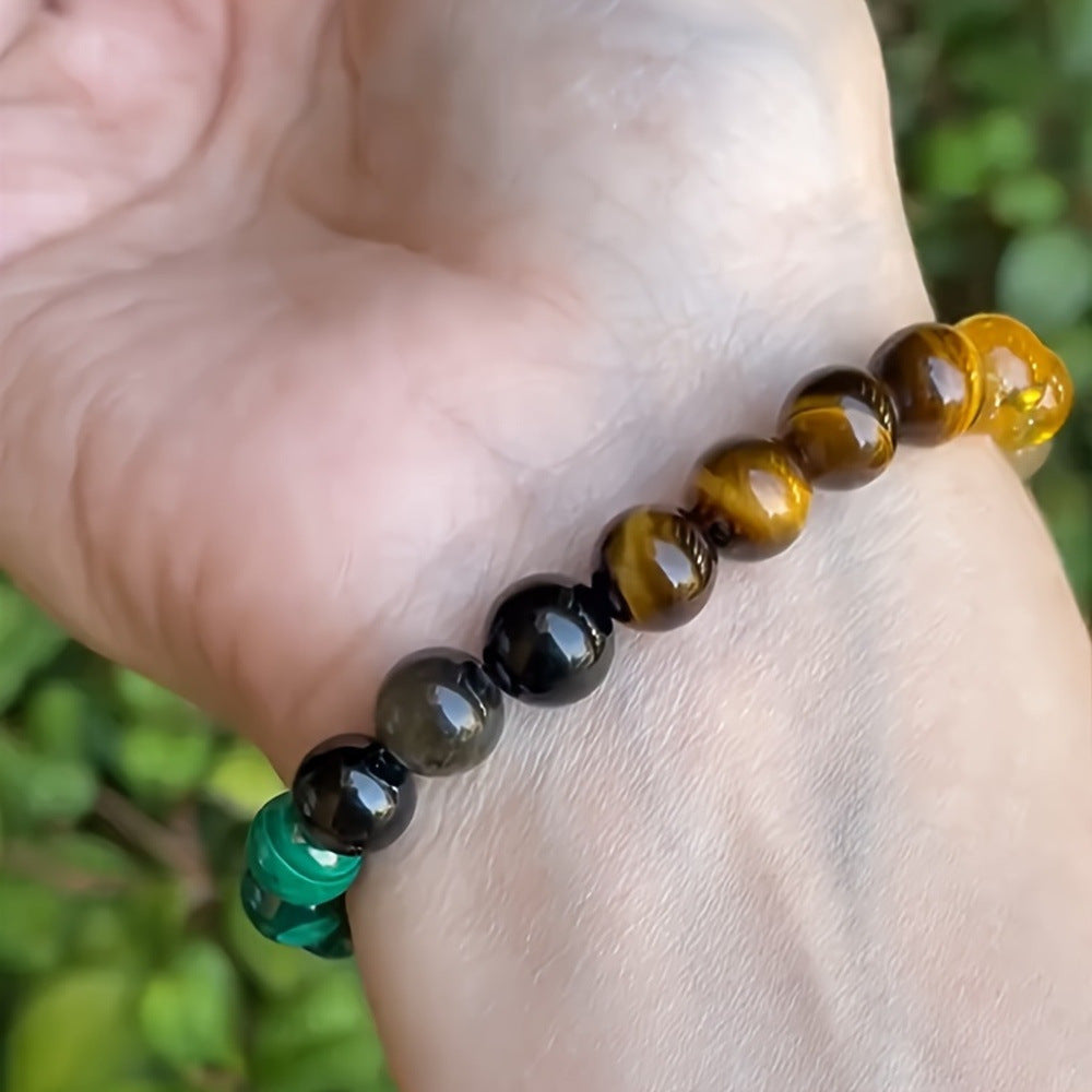 Tinkers Triple Stone Energy Bracelet – Citrine, Dongling & Malachite