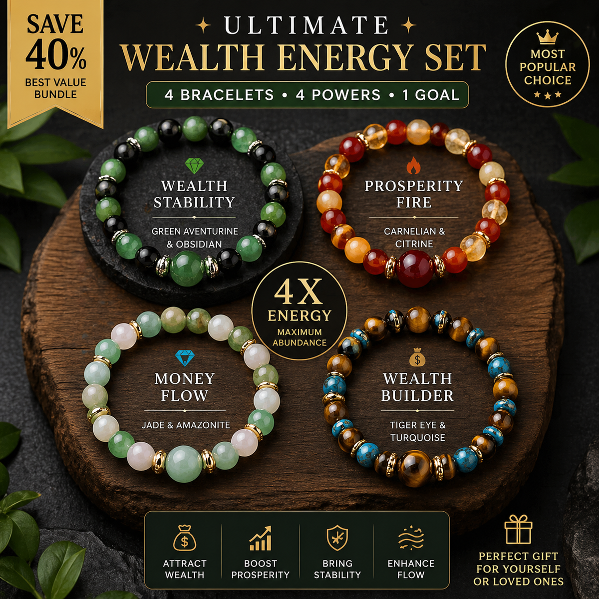 Natural Tigereye Crystal Beaded Bracelet