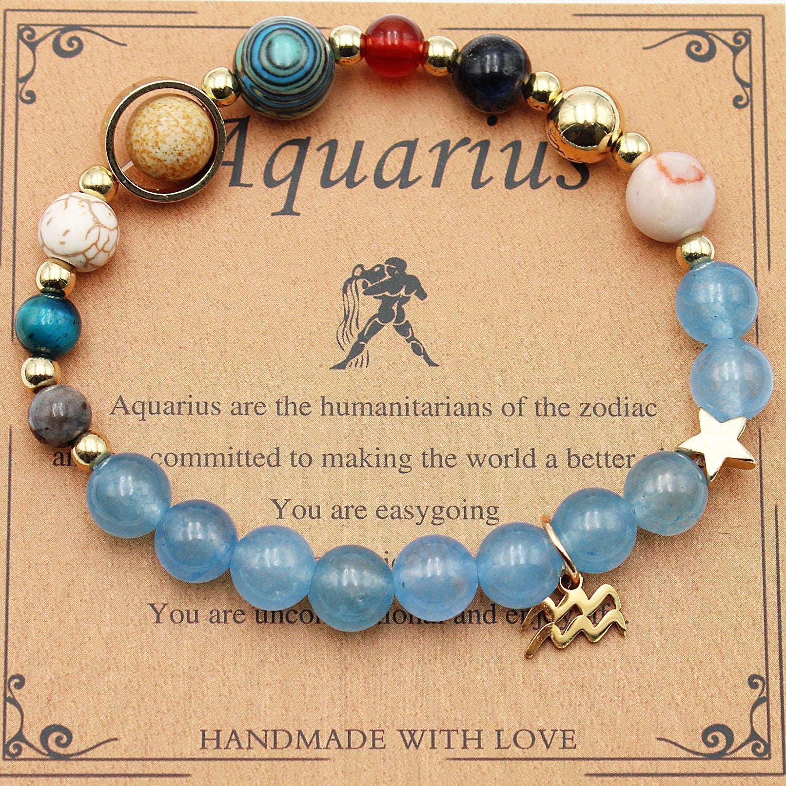 Tinkers Zodiac Natural Stone Bracelet — All 12 Constellations, 3 Stone Styles