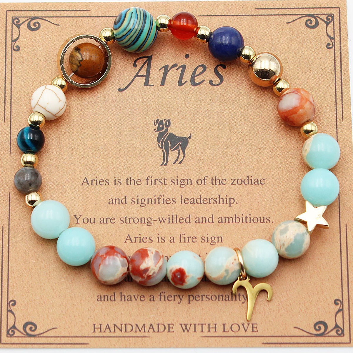 Tinkers Zodiac Natural Stone Bracelet — All 12 Constellations, 3 Stone Styles